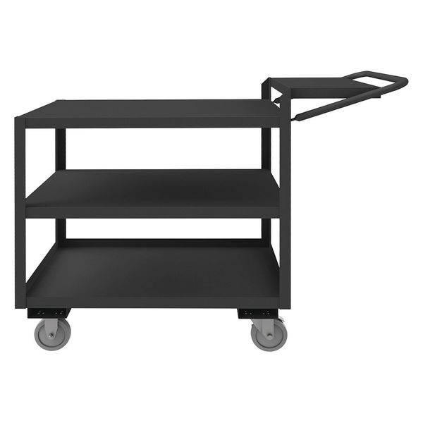 Steel Order-Picking Utility Cart with Lipped & Flush Metal Shelves, Flat, 3 Shelves, 1,200 lb