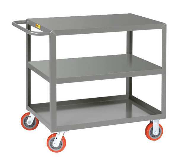 Steel Utility Cart with Flush Metal Shelves, Flat, 3 Shelves, 2,000 lb