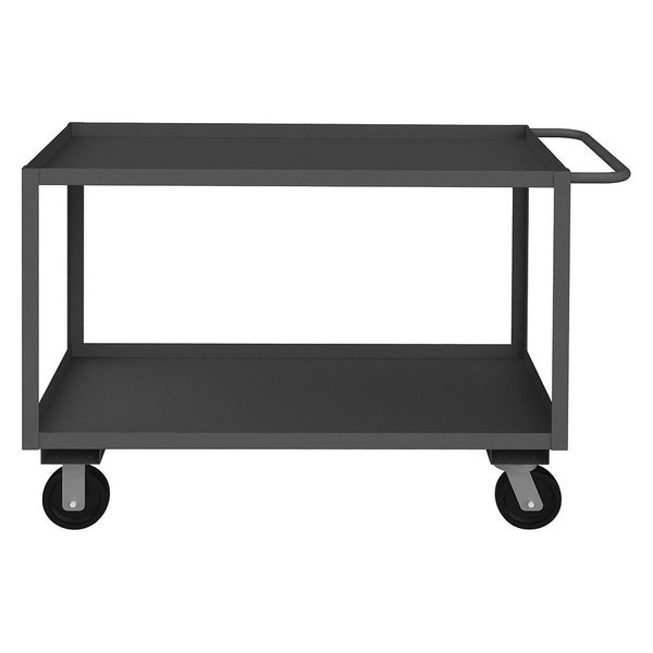 Steel Utility Cart with Lipped Metal Shelves, Flat, 2 Shelves, 2,400 lb
