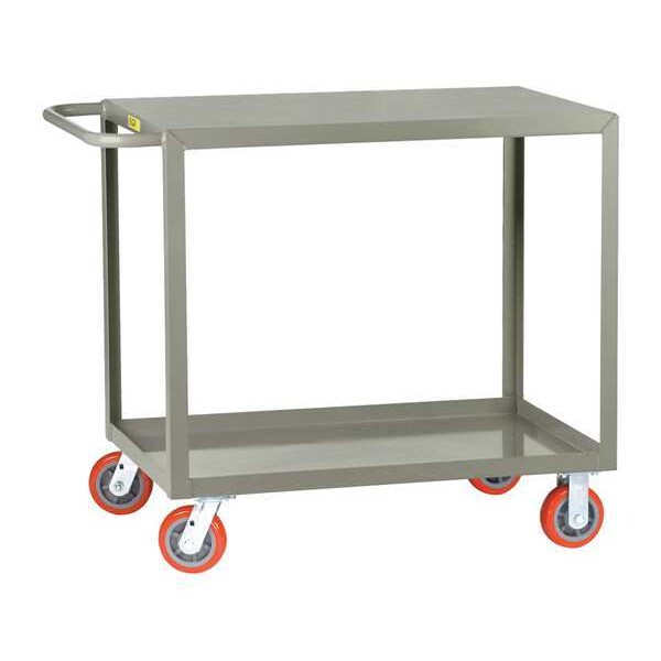 Steel Utility Cart with Lipped & Flush Metal Shelves, Flat, 2 Shelves, 2,000 lb