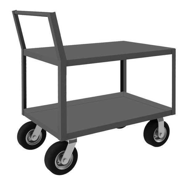 Steel Low-Profile Utility Cart with Flush Metal Shelves, Raised, 2 Shelves, 1,200 lb