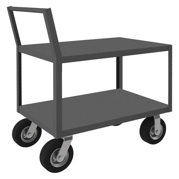 Steel Low-Profile Utility Cart with Flush Metal Shelves, Raised, 2 Shelves, 1,200 lb