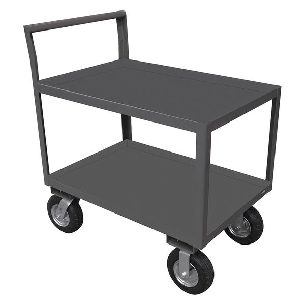 Steel Low-Profile Instrument Cart with Lipped Metal Shelves, Raised, 2 Shelves, 1,200 lb