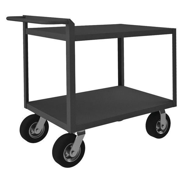 Steel Utility Cart with Lipped Metal Shelves, Flat, 2 Shelves, 1,500 lb