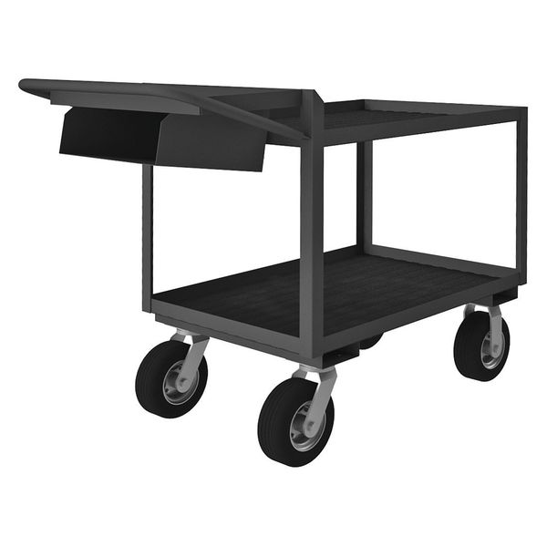 Steel Instrument Cart with Lipped Metal Shelves, Flat, 2 Shelves, 1,200 lb