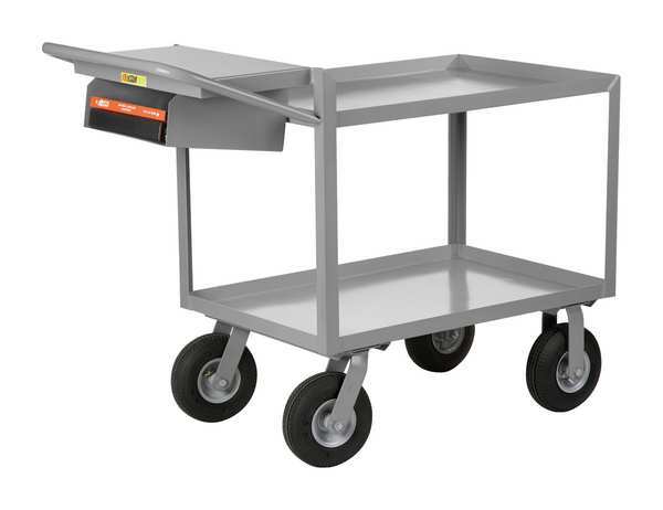 Steel Order-Picking Utility Cart with Lipped Metal Shelves, Flat, 2 Shelves, 1,200 lb