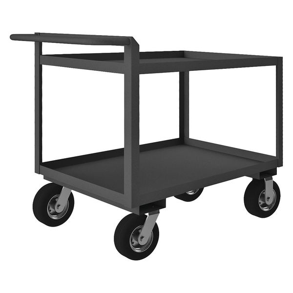 Steel Utility Cart with Lipped Metal Shelves, Flat, 2 Shelves, 1,500 lb