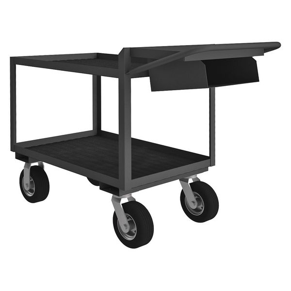 Steel Instrument Cart with Lipped Metal Shelves, Flat, 2 Shelves, 1,200 lb
