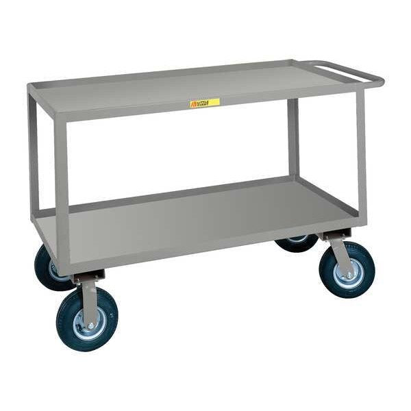 Steel Utility Cart with Lipped Metal Shelves, Flat, 2 Shelves, 1,200 lb