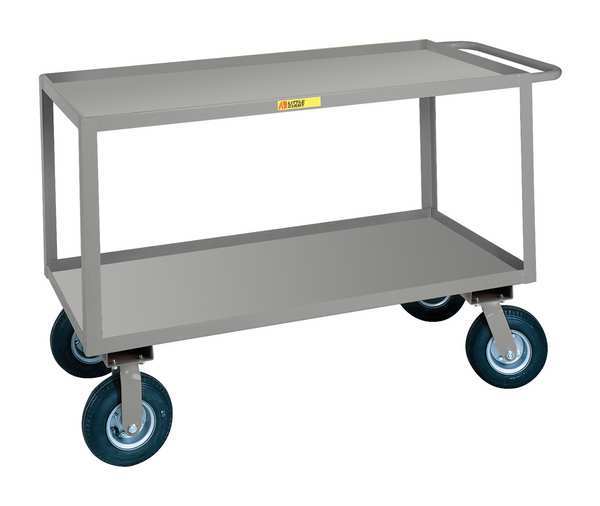 Steel Utility Cart with Lipped Metal Shelves, Flat, 2 Shelves, 1,200 lb