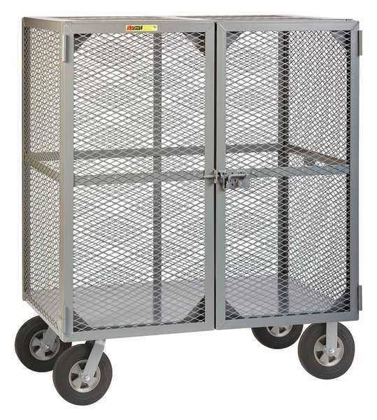 Dual-Latch Welded Mesh Security Cart with Fixed Shelves 1,500 lb Capacity, 27 in W x 49 in L x