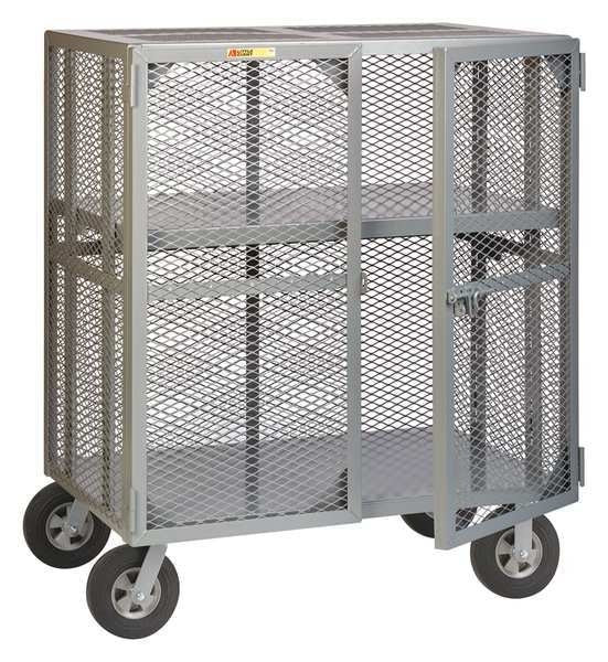 Welded Mesh Security Cart with Adjustable Shelves 1,500 lb Capacity, 33 in W x 49 in L x 60 in H