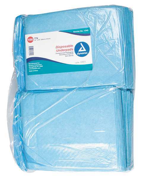 Disposable Underpads, 23x24In, 31 g, PK200