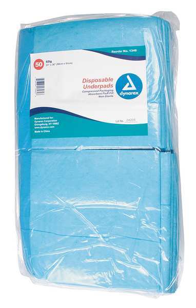 Disposable Underpads, 23x36In, 60g, PK150
