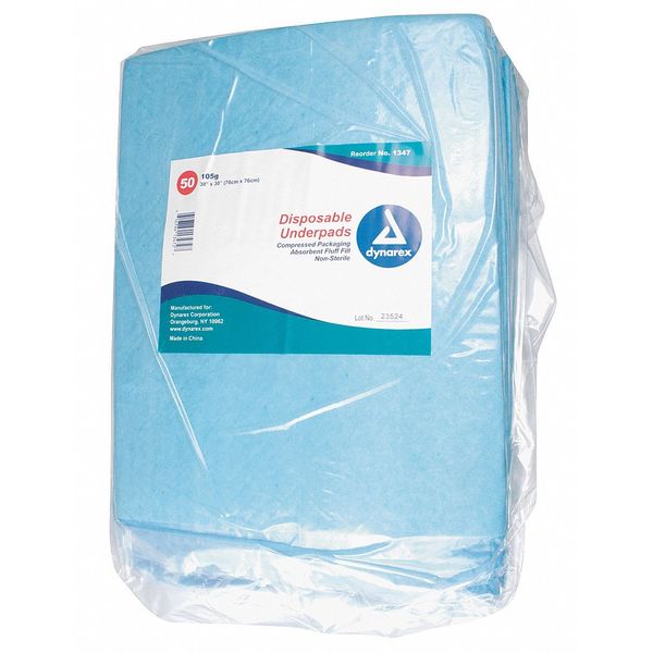 Disposable Underpads, 30x30In, 105 g, PK100