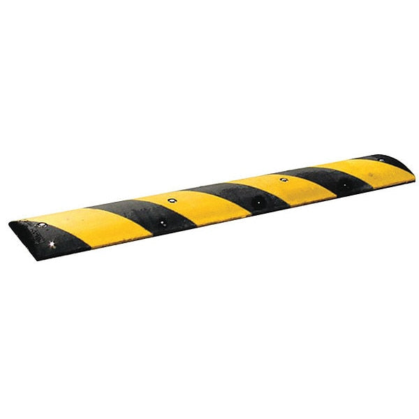 Speed Bump, Rubber, 2 1/4 in H, 6 ft L, 12 in W, Black/Yellow