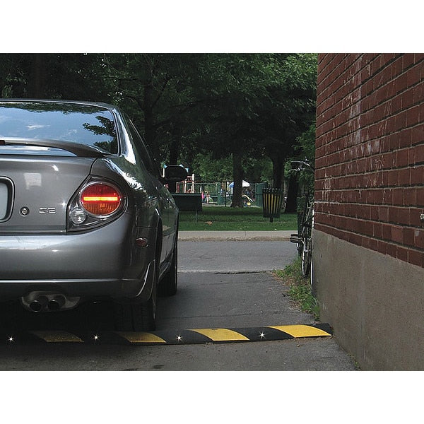 Speed Bump, Rubber, 2 1/4 in H, 6 ft L, 12 in W, Black/Yellow