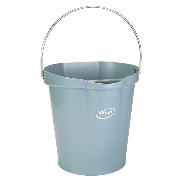 Round Hygienic Bucket, 12 4/5 in Dia, Gray, polypropylene