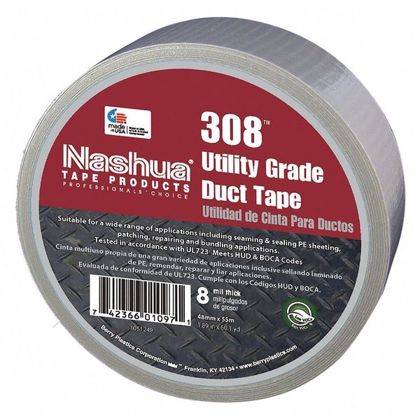 Duct Tape, 48mm W, 55m L, Industrial, Gray