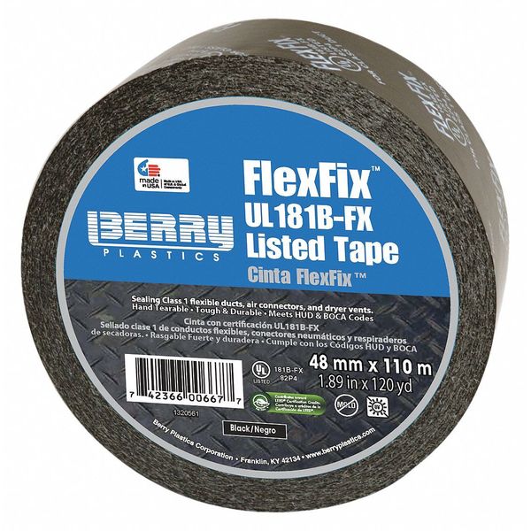Duct Tape, 48mm W, 110m L, Industrial, Black