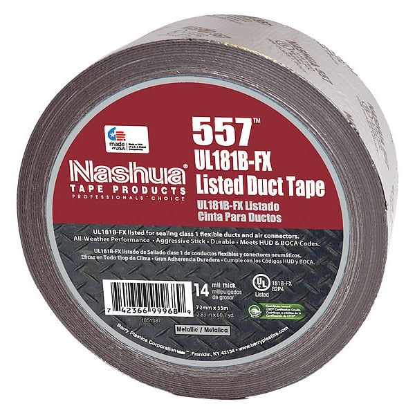 Duct Tape, 72mm W, 55m L, Premium, Silver