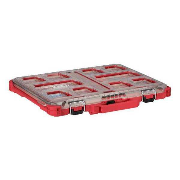 PACKOUT Tool Case, 10 Compartments, 16-3/8 in W x 16-1/4 in D x 2-1/2 in H, Red