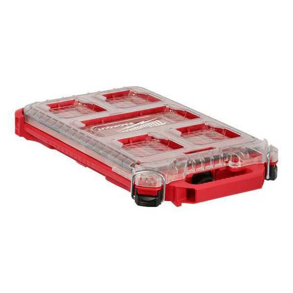 PACKOUT Tool Case, 5 Compartments, 9-3/4 in W x 15-1/4 in D x 2-1/2 in H, Red
