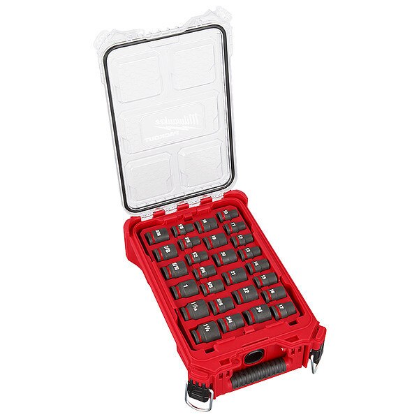 27 pc. SHOCKWAVE Impact Duty 1/2 in. Drive SAE and Metric Standard Socket Set with PACKOUT Compact Organizer