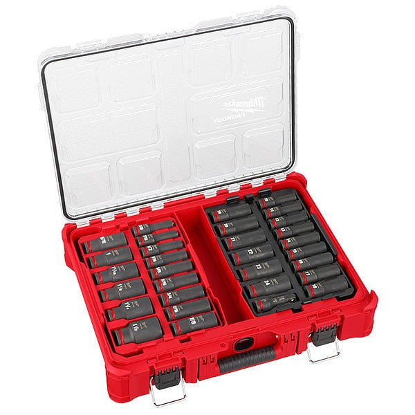 31 pc. SHOCKWAVE Impact Duty 1/2 in. Drive SAE and Metric Deep Well Socket Set with PACKOUT Organizer