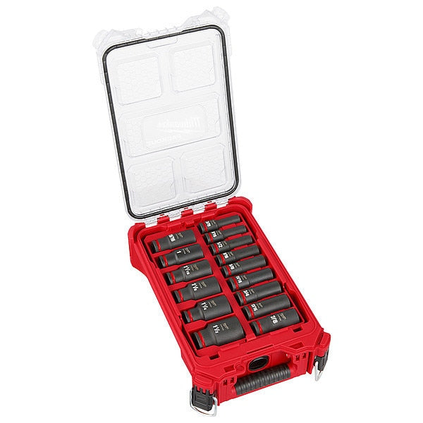 15 pc. SHOCKWAVE Impact Duty 1/2 in. Drive SAE Deep Well Socket Set with PACKOUT Comapct Organizer