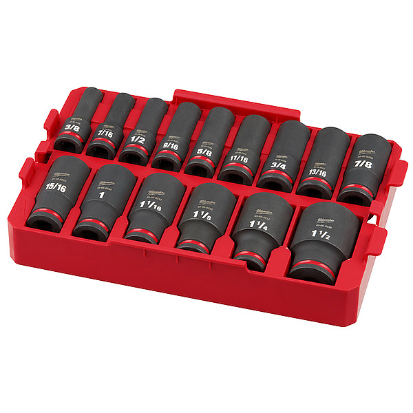 15 pc. SHOCKWAVE Impact Duty 1/2 in. Drive SAE Deep Well Socket Set with PACKOUT Organizer Tray