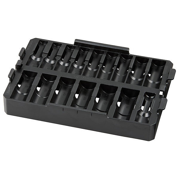 PACKOUT Organizer Tray for 16 pc. SHOCKWAVE Impact Duty 1/2 in. Drive Metric Deep Well Sockets