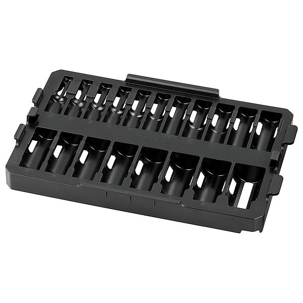 PACKOUT Low-Profile Organizer Tray for 19 pc. SHOCKWAVE Impact Duty 3/8 in. Drive Metric Deep Well Sockets