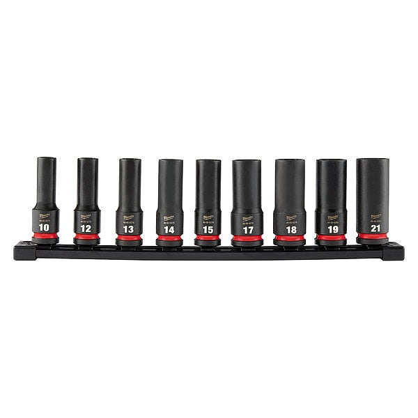 9 pc. SHOCKWAVE Impact Duty 1/2 in. Drive Metric Deep Well 6 Point Socket Set
