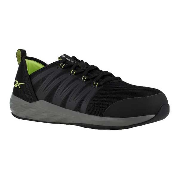 Safety Shoe, 10-1/2, M, Black, Steel, PR