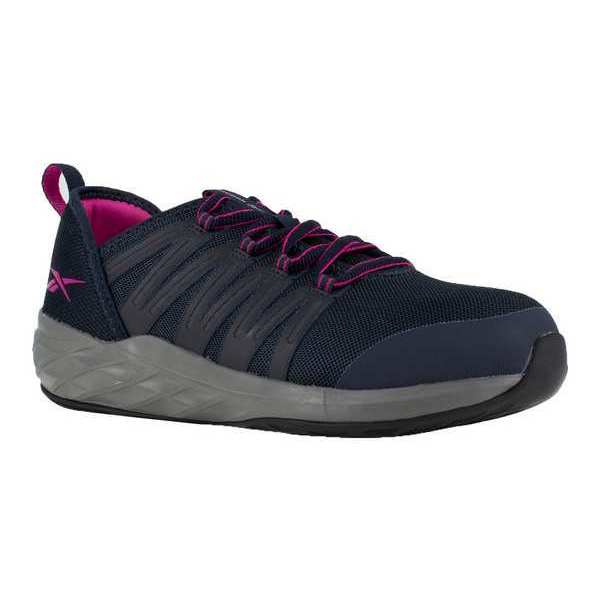 Safety Shoe, 6-1/2, W, Navy, Steel, PR