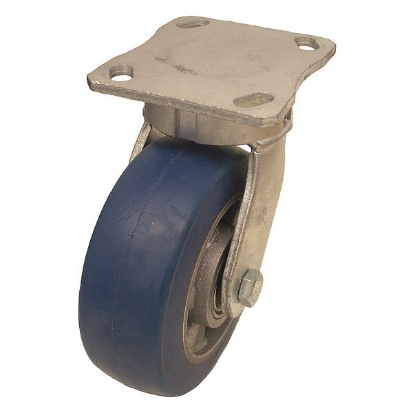 Kingpinless Plate Caster, Swivel, 990 lb.