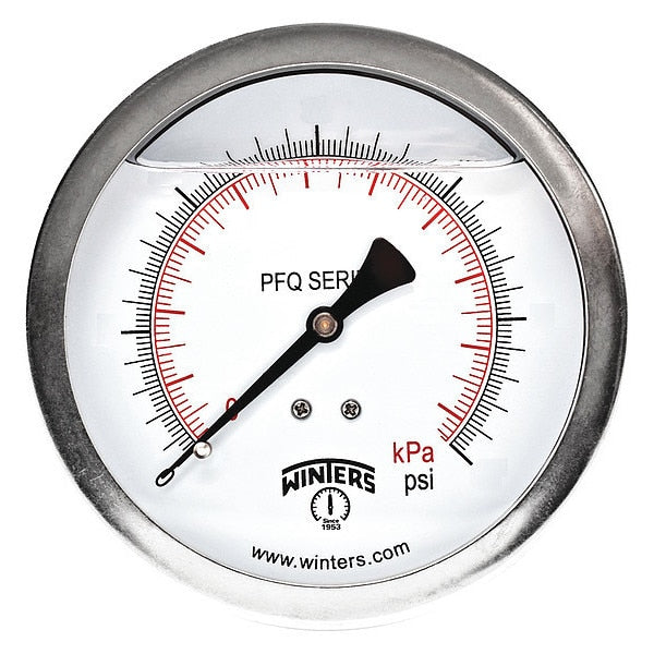 Pressure Gauge, 0 to 600 psi, 1/4 in MNPT, Silver