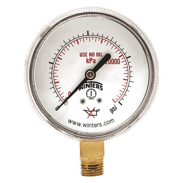 Pressure Gauge, 0 to 160 psi, 1/4 in MNPT
