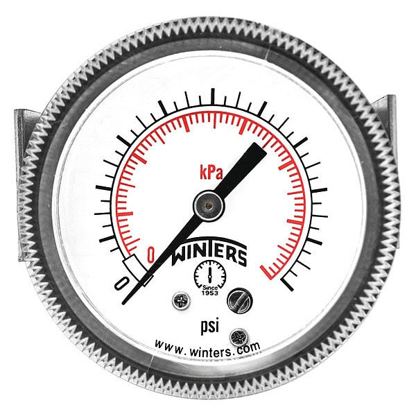 Vacuum Gauge, -30 to 0 in Hg, 1/4 in MNPT, Black