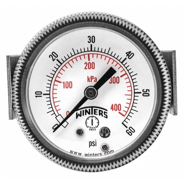 Pressure Gauge, 0 to 60 psi, 1/4 in MNPT