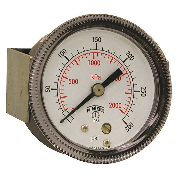 Pressure Gauge, 0 to 300 psi, 1/4 in MNPT, Black