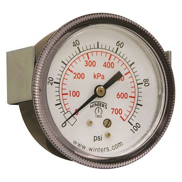 Pressure Gauge, 0 to 100 psi, 1/4 in MNPT, Black