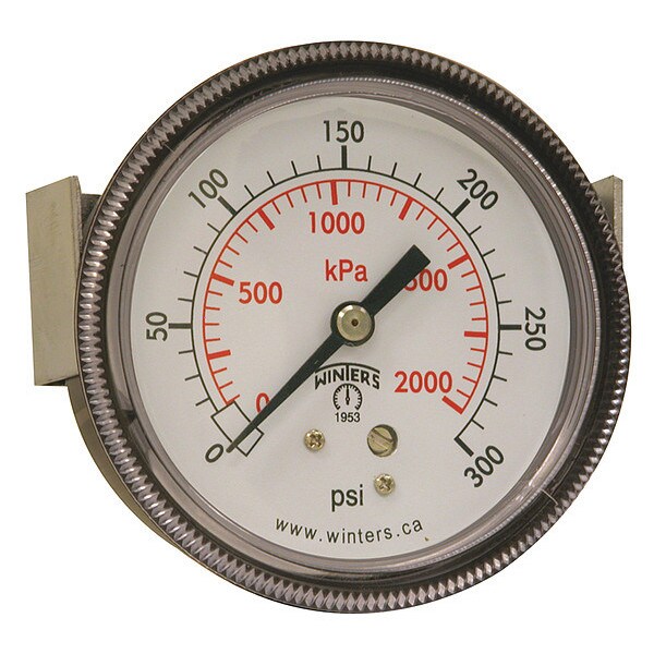 Pressure Gauge, 0 to 300 psi, 1/4 in MNPT, Black