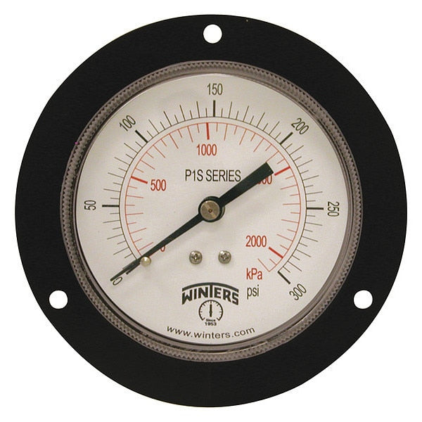 Pressure Gauge, 0 to 300 psi, 1/4 in MNPT, Black