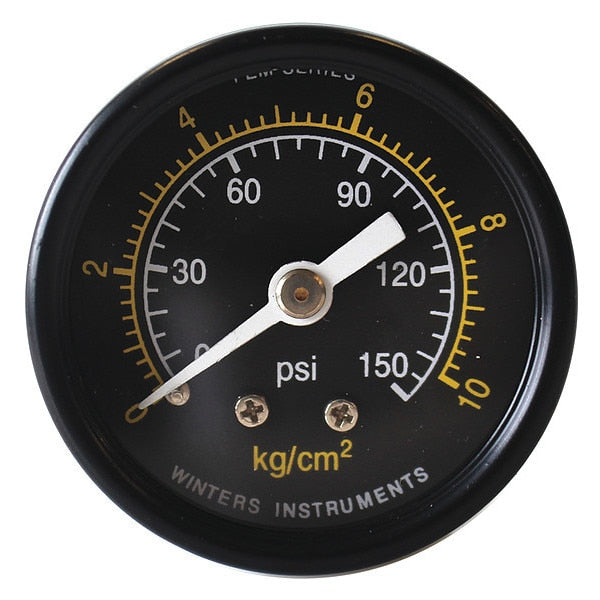 Pressure Gauge, 0 to 150 psi, 1/8 in MNPT, Black