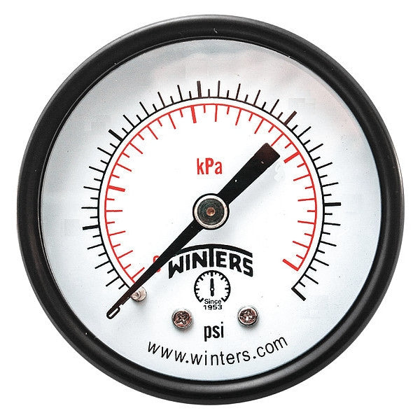 Pressure Gauge, 0 to 600 psi, 1/4 in MNPT, Black