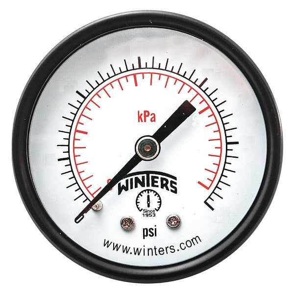 Pressure Gauge, 0 to 400 psi, 1/4 in MNPT, Black