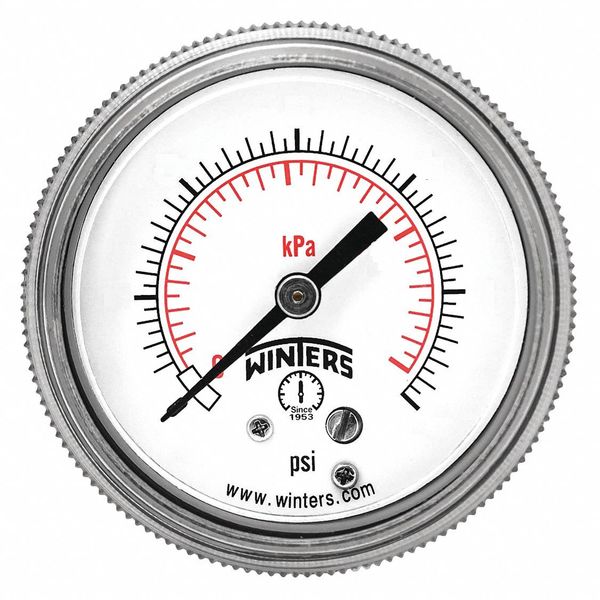 Pressure Gauge, 0 to 30 psi, 1/4 in MNPT