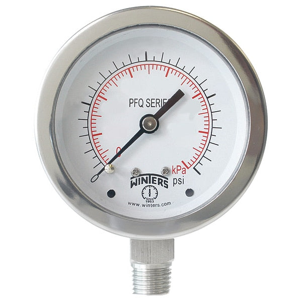 Pressure Gauge, 0 to 5000 psi, 1/4 in MNPT, Silver